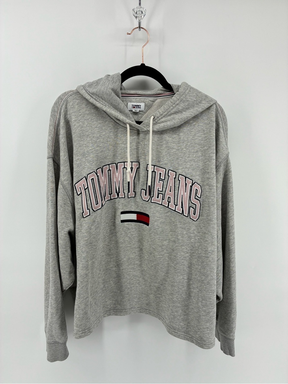 Tommy Jeans Gray Hoodie Pink Logo